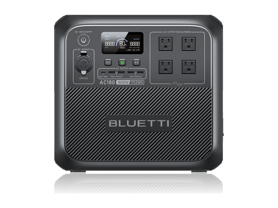 BLUETTI AC180 portable power station, front view