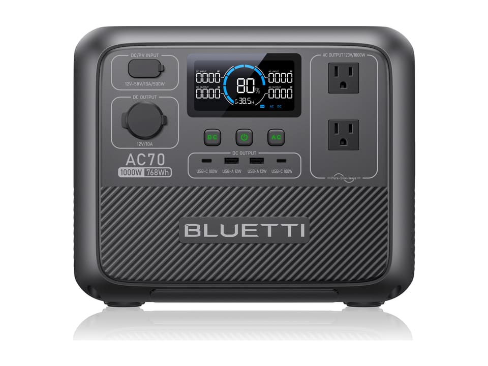 BLUETTI AC70 portable power station, front view