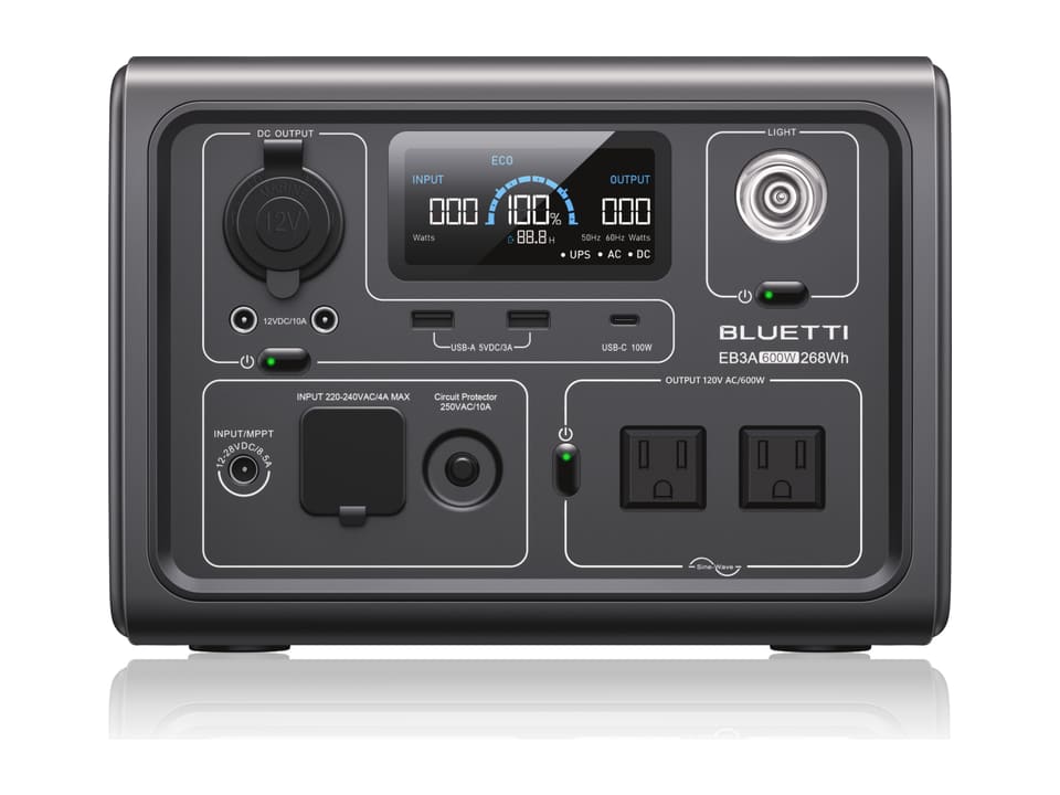 BLUETTI EB3A portable power station, front view