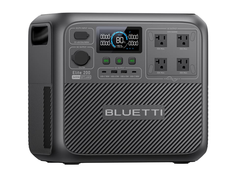 BLUETTI Elite 200 V2 portable power station, front view